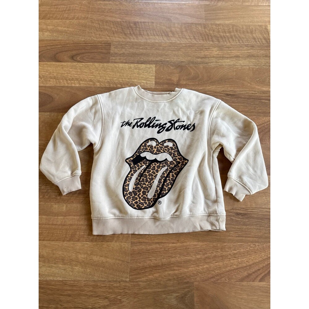 ZARA kids The Rolling Stones Leopard Print Logo Sweatshirt Pullover